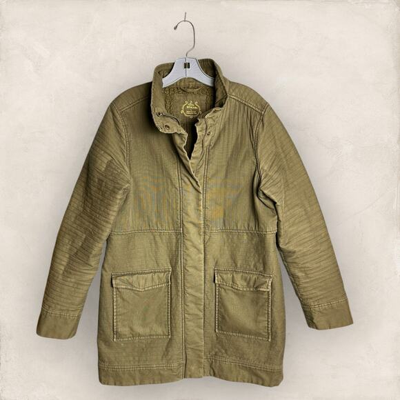 Prana Trip Utility Military Jacket Womens Sherpa Lined Green Coat Long Large - Picture 1 of 7